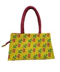 Jute Floral Tote Bag