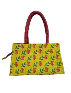 Jute Floral Tote Bag